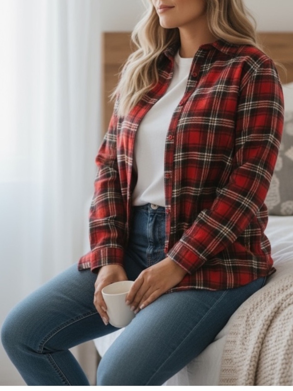 NEW•Creme De La Creme• CLASSIC PLAID OVERSIZED FLANNEL - WARM & COZY•2X